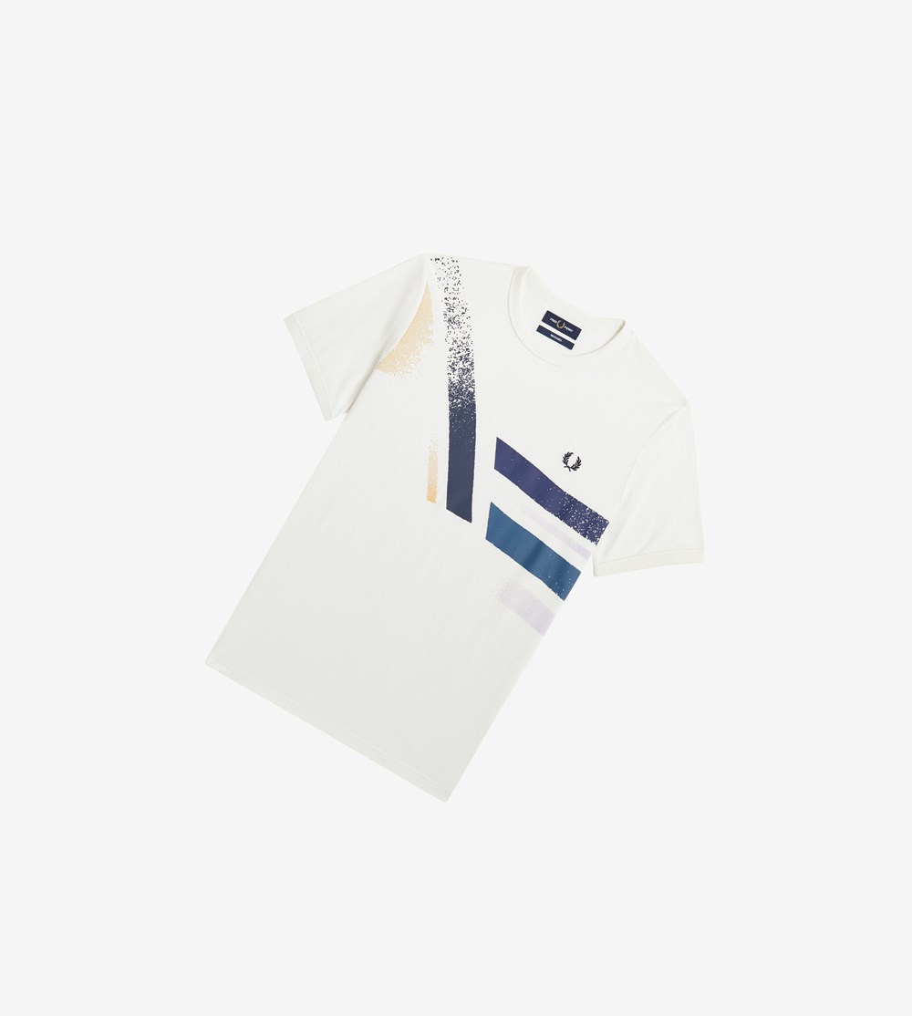 Fred Perry Reissues Abstract Grafisk T Shirts Herre Hvide | 169735-ANZ