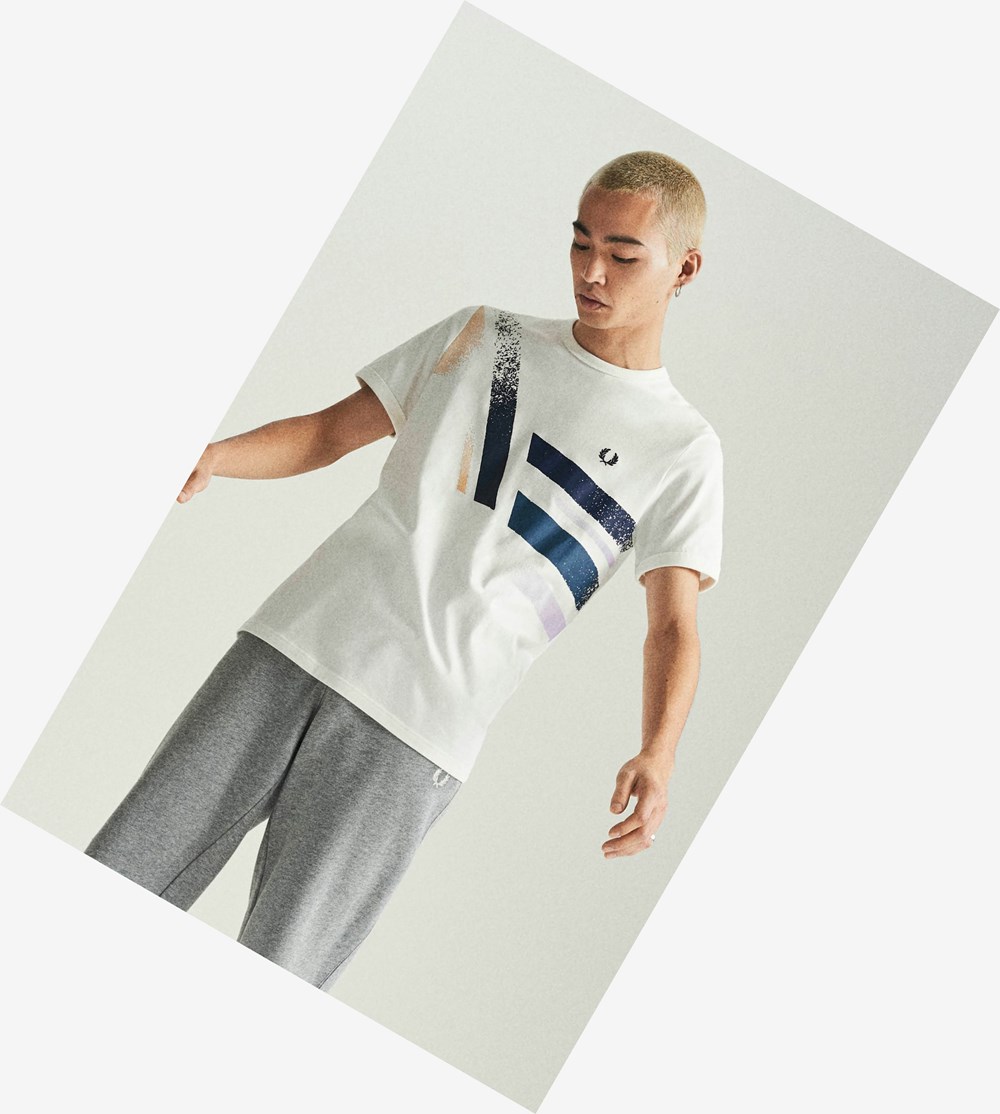 Fred Perry Reissues Abstract Grafisk T Shirts Herre Hvide | 169735-ANZ