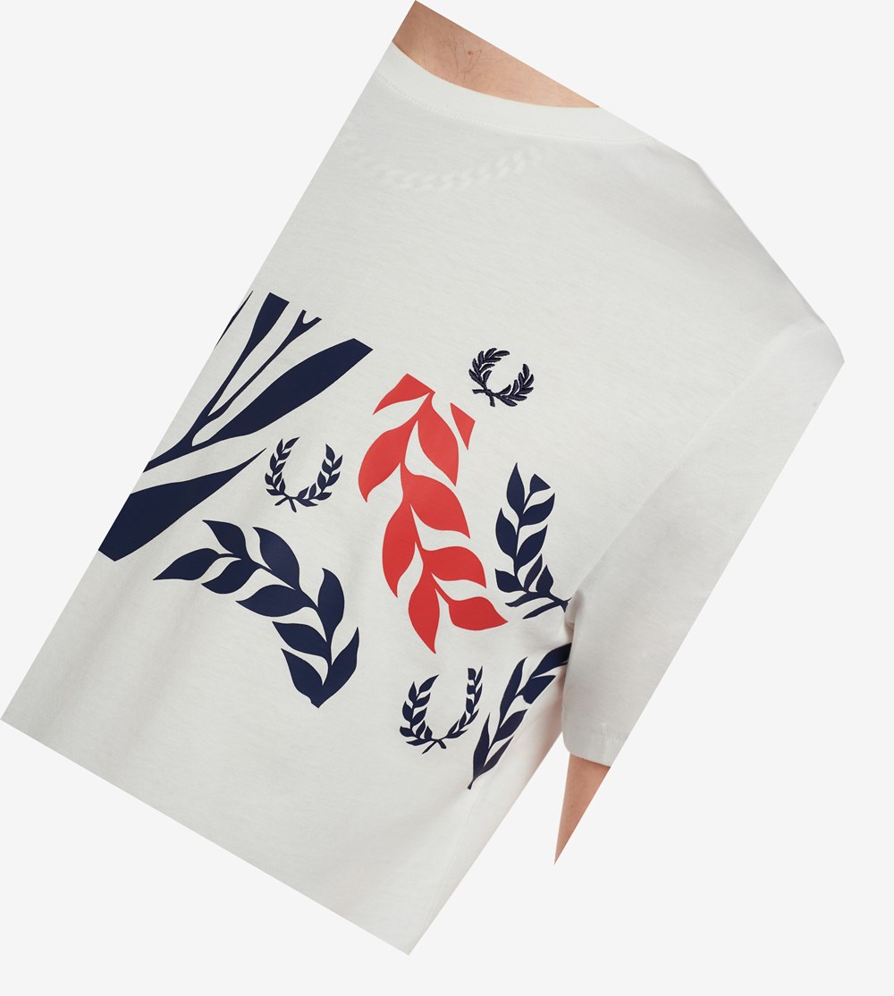 Fred Perry Reissues Archive Vine Grafisk T Shirts Herre Hvide | 081542-SZG