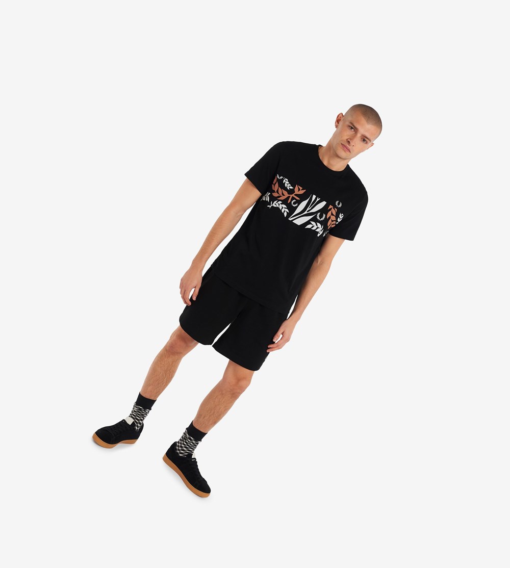 Fred Perry Reissues Archive Vine Grafisk T Shirts Herre Sort | 726593-YHS