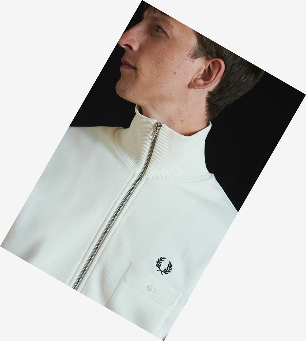 Fred Perry Reissues Funnel Neck Træningsjakke Herre Hvide | 127598-ZHM