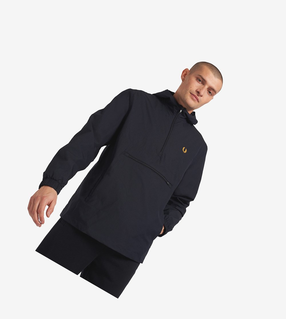 Fred Perry Reissues Half Zip Hætte Cagoule Frakker & Jakke Herre Mørkeblå | 169508-MPH