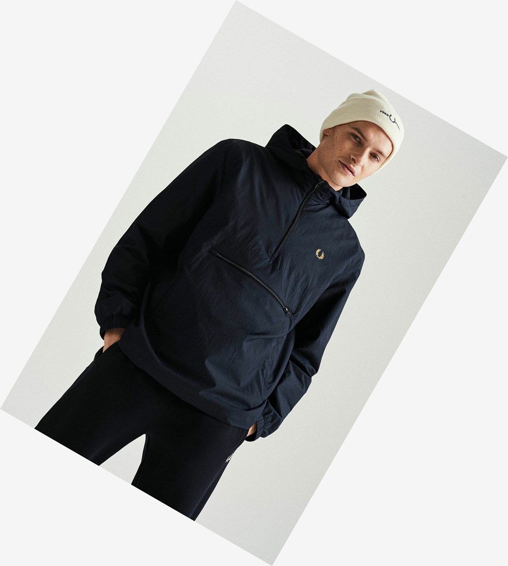 Fred Perry Reissues Half Zip Hætte Cagoule Frakker & Jakke Herre Mørkeblå | 169508-MPH