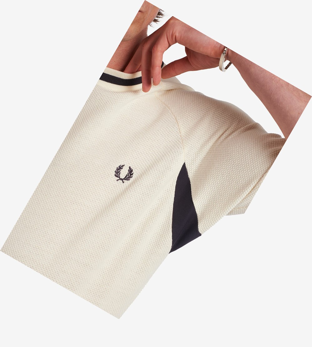 Fred Perry Reissues Mesh-Texture Piqué T Shirts Herre Grå | 724985-MZQ