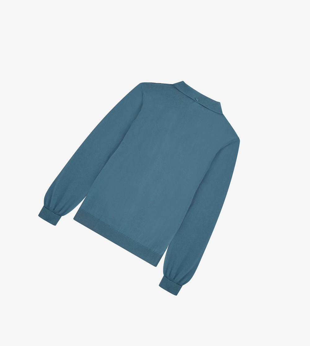 Fred Perry Reissues Panelled Cable Knit Shirt Strikkevarer Herre Grå Blå | 402168-GWN