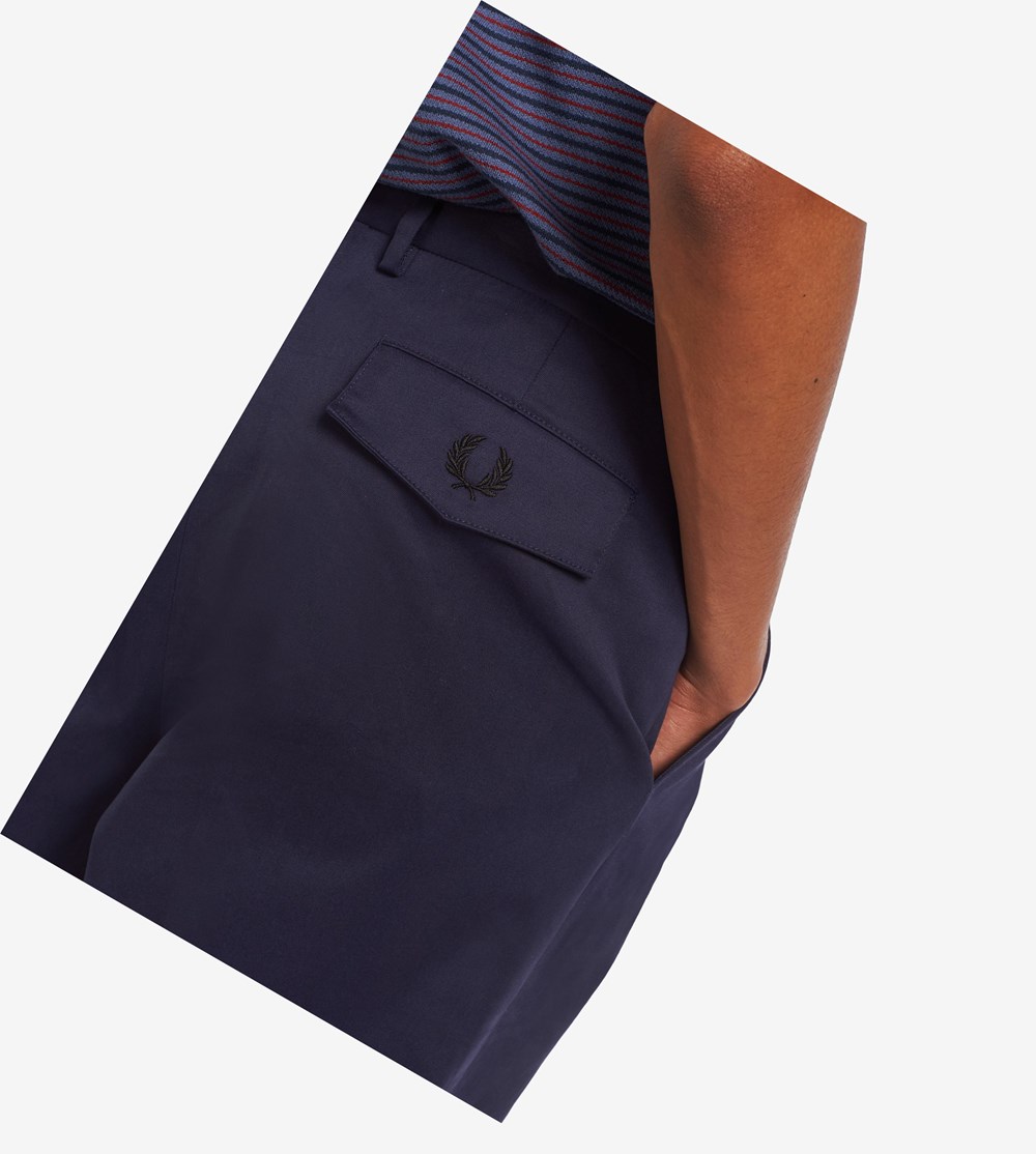 Fred Perry Reissues Pleated Brede Leg Bukser Herre Mørkeblå | 261849-HUO