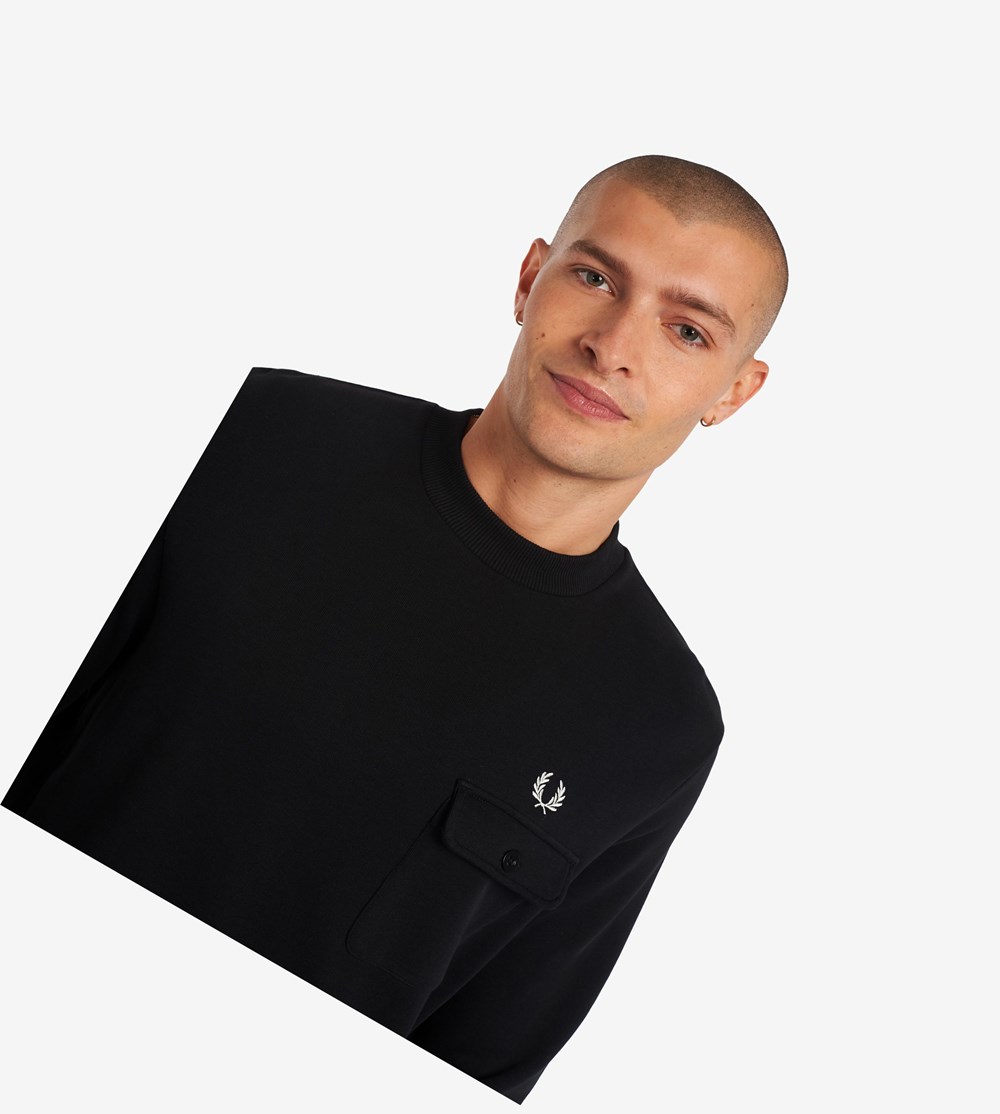 Fred Perry Reissues Pocket Detail Sweatshirt Herre Sort | 936207-ELX