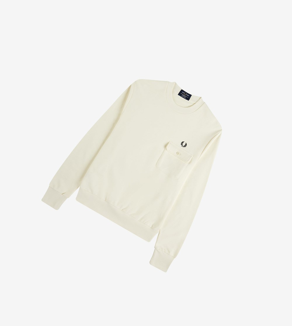 Fred Perry Reissues Pocket Detail Sweatshirt Herre Hvide | 947650-CSD