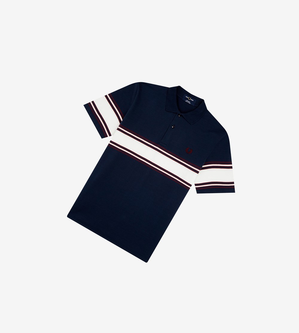 Fred Perry Reissues Stripe Detail Jersey Polo Shirt Herre Mørkegrå | 059813-NZC