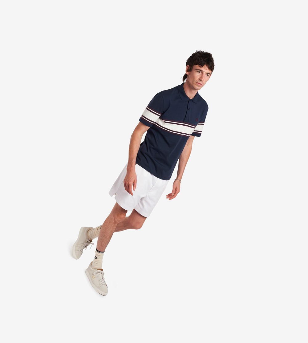 Fred Perry Reissues Stripe Detail Jersey Polo Shirt Herre Mørkegrå | 059813-NZC