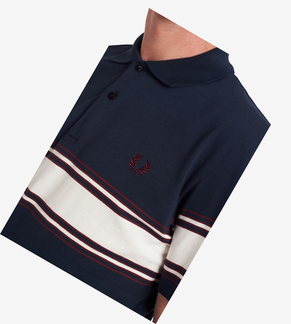 Fred Perry Reissues Stripe Detail Jersey Polo Shirt Herre Mørkegrå | 059813-NZC