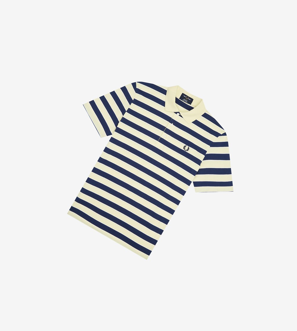 Fred Perry Reissues Striped Jersey Polo Shirt Herre Gul | 120783-LZC