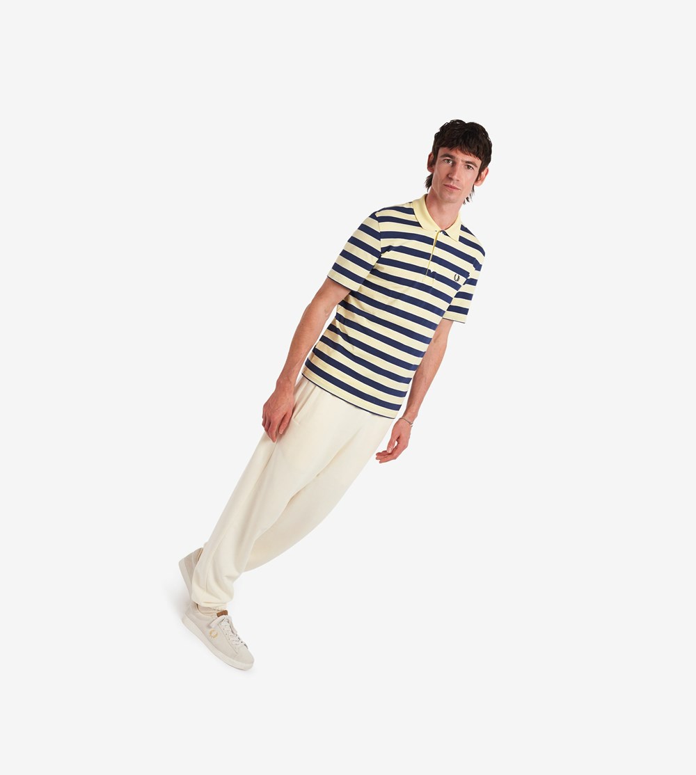 Fred Perry Reissues Striped Jersey Polo Shirt Herre Gul | 120783-LZC