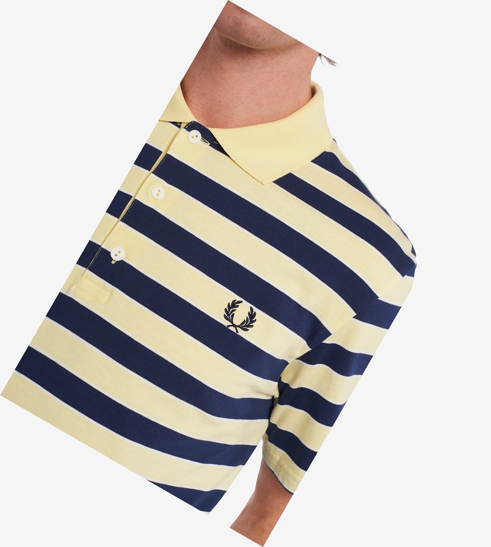 Fred Perry Reissues Striped Jersey Polo Shirt Herre Gul | 120783-LZC