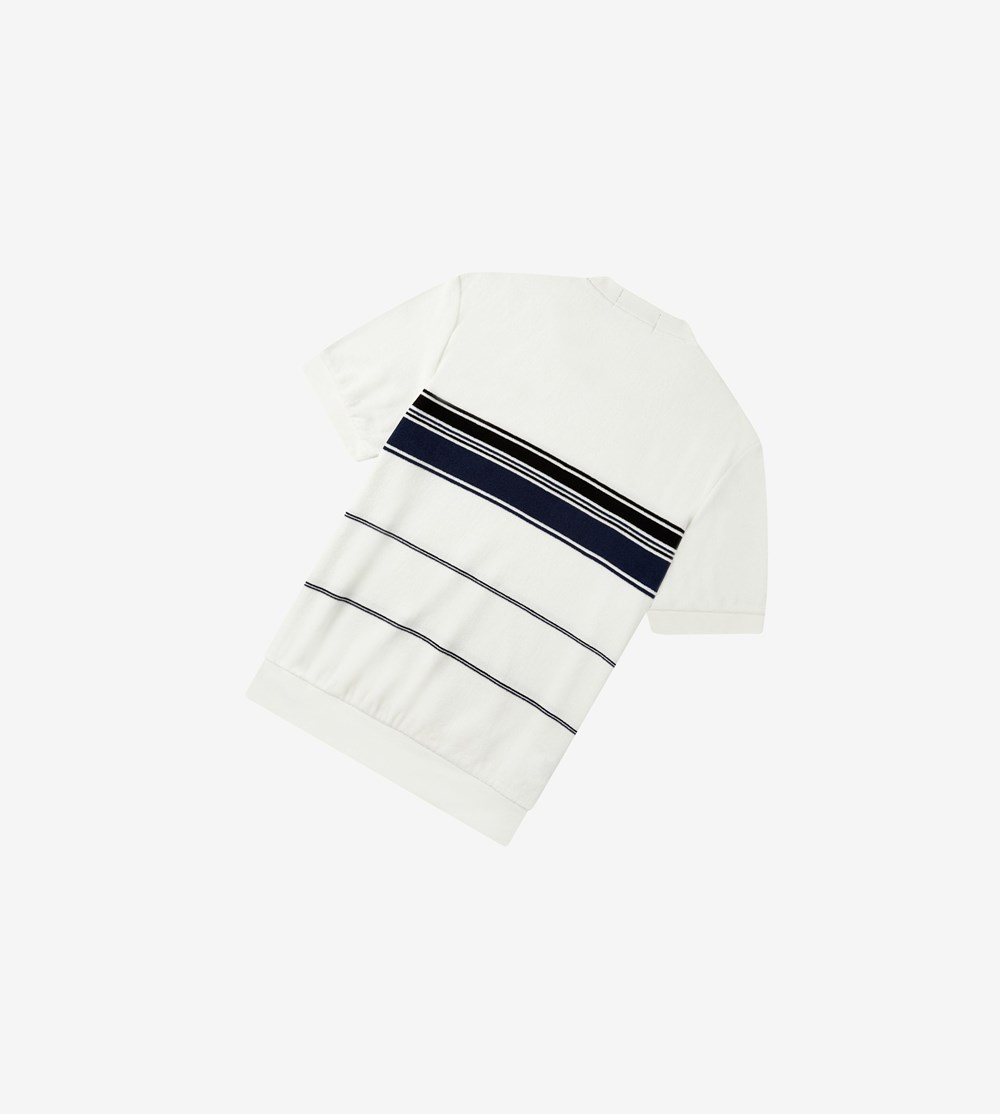 Fred Perry Reissues Striped Towelling T Shirts Herre Hvide | 083759-RAM