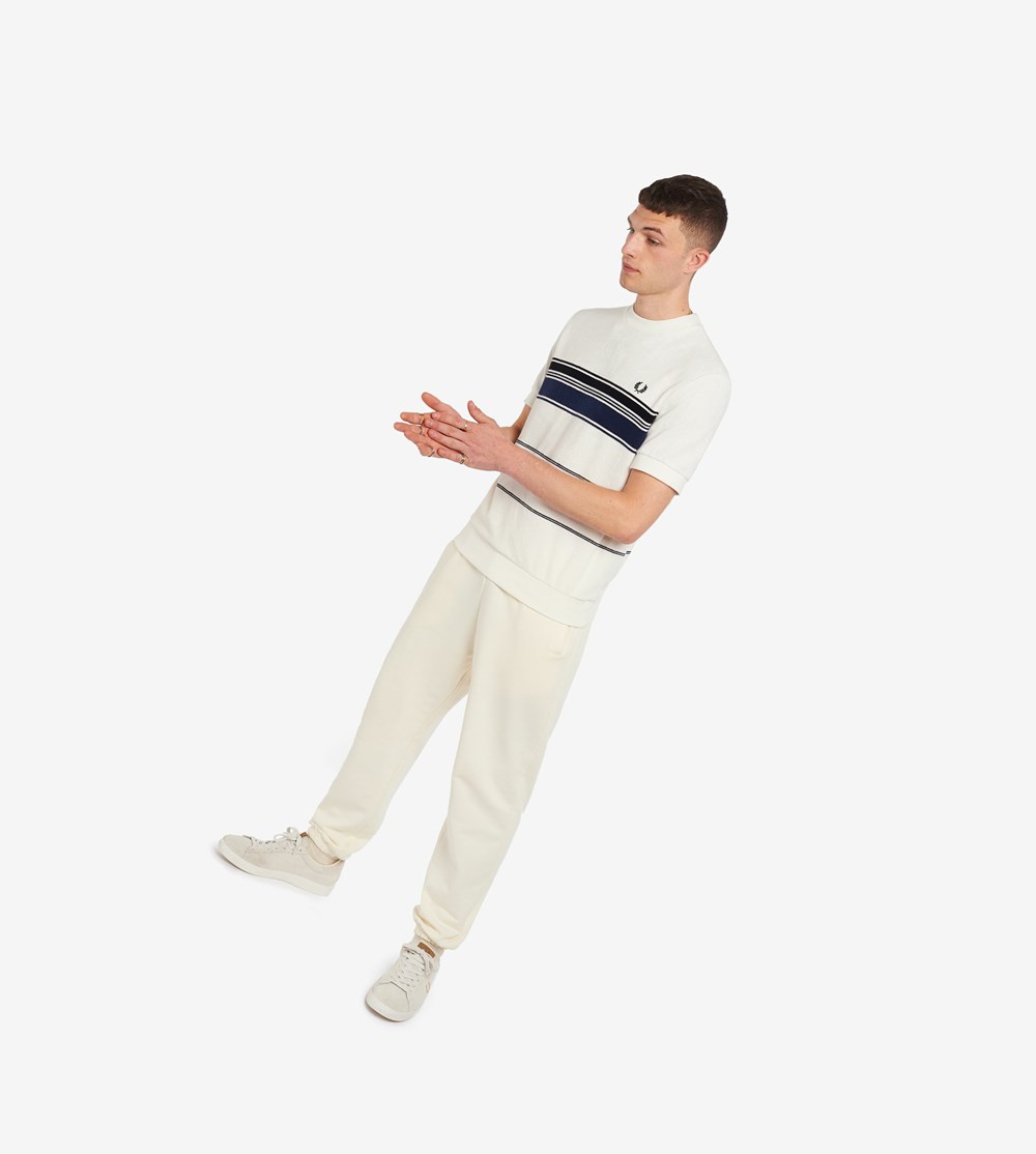 Fred Perry Reissues Striped Towelling T Shirts Herre Hvide | 083759-RAM