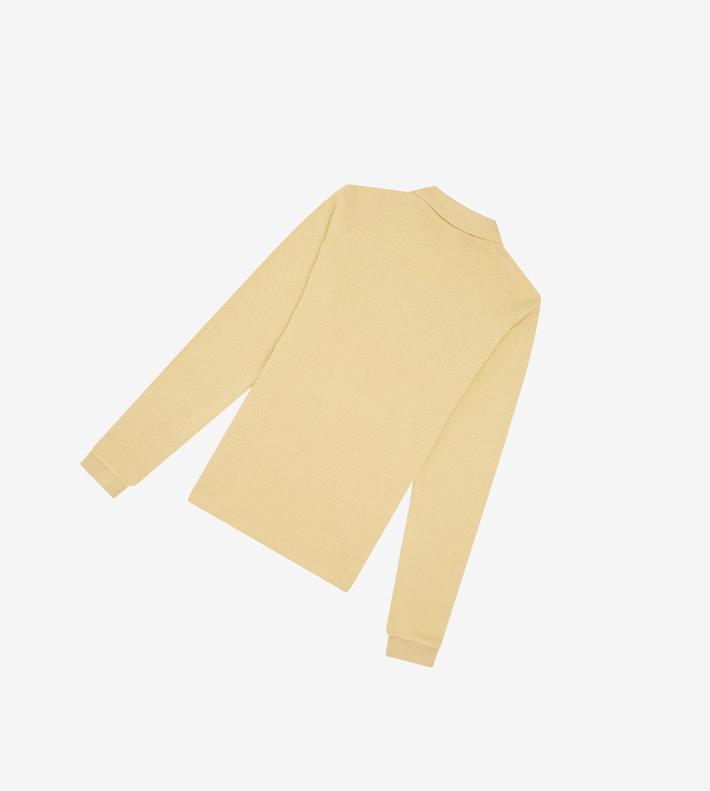 Fred Perry Reissues Textured Long Sleeve Polo Shirt Herre Guld | 492015-YKD