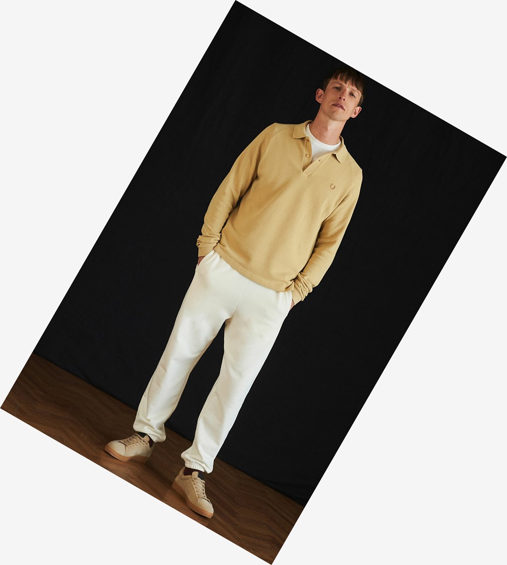 Fred Perry Reissues Textured Long Sleeve Polo Shirt Herre Guld | 492015-YKD