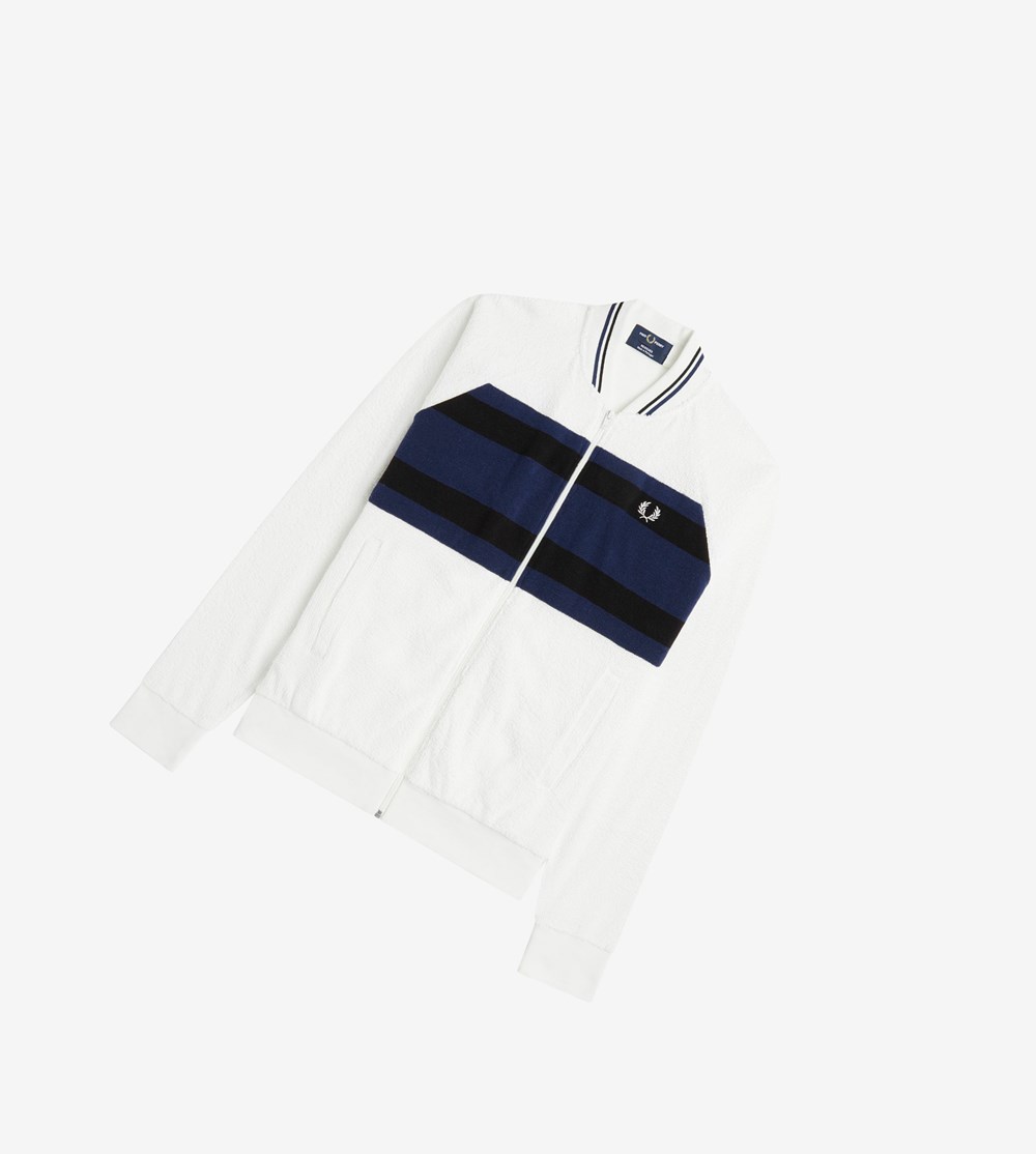 Fred Perry Reissues Towelling Bomber Jacket Træningsjakke Herre Hvide | 120589-NXY