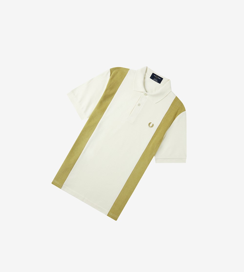 Fred Perry Reissues Towelling Panel Polo Shirt Herre Hvide | 425317-AIN