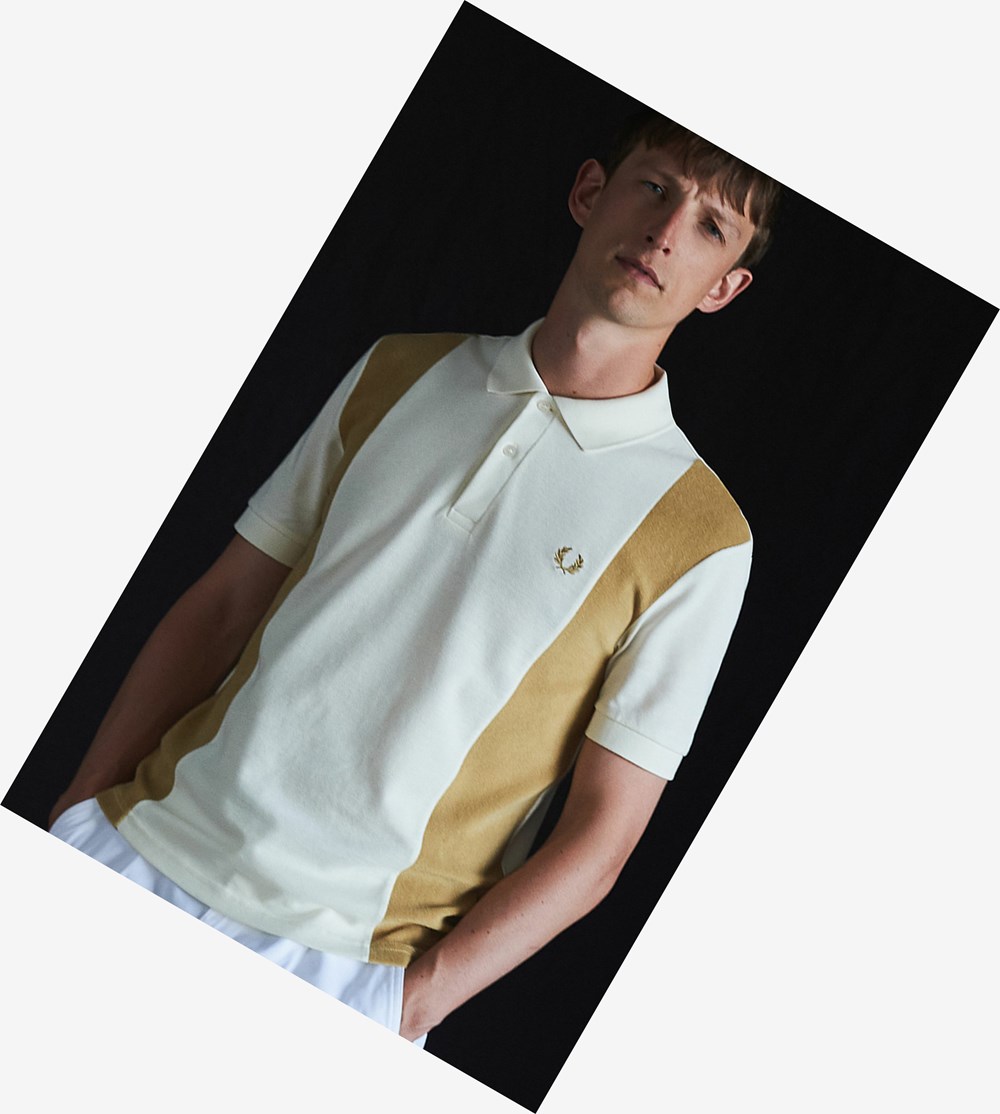 Fred Perry Reissues Towelling Panel Polo Shirt Herre Hvide | 425317-AIN