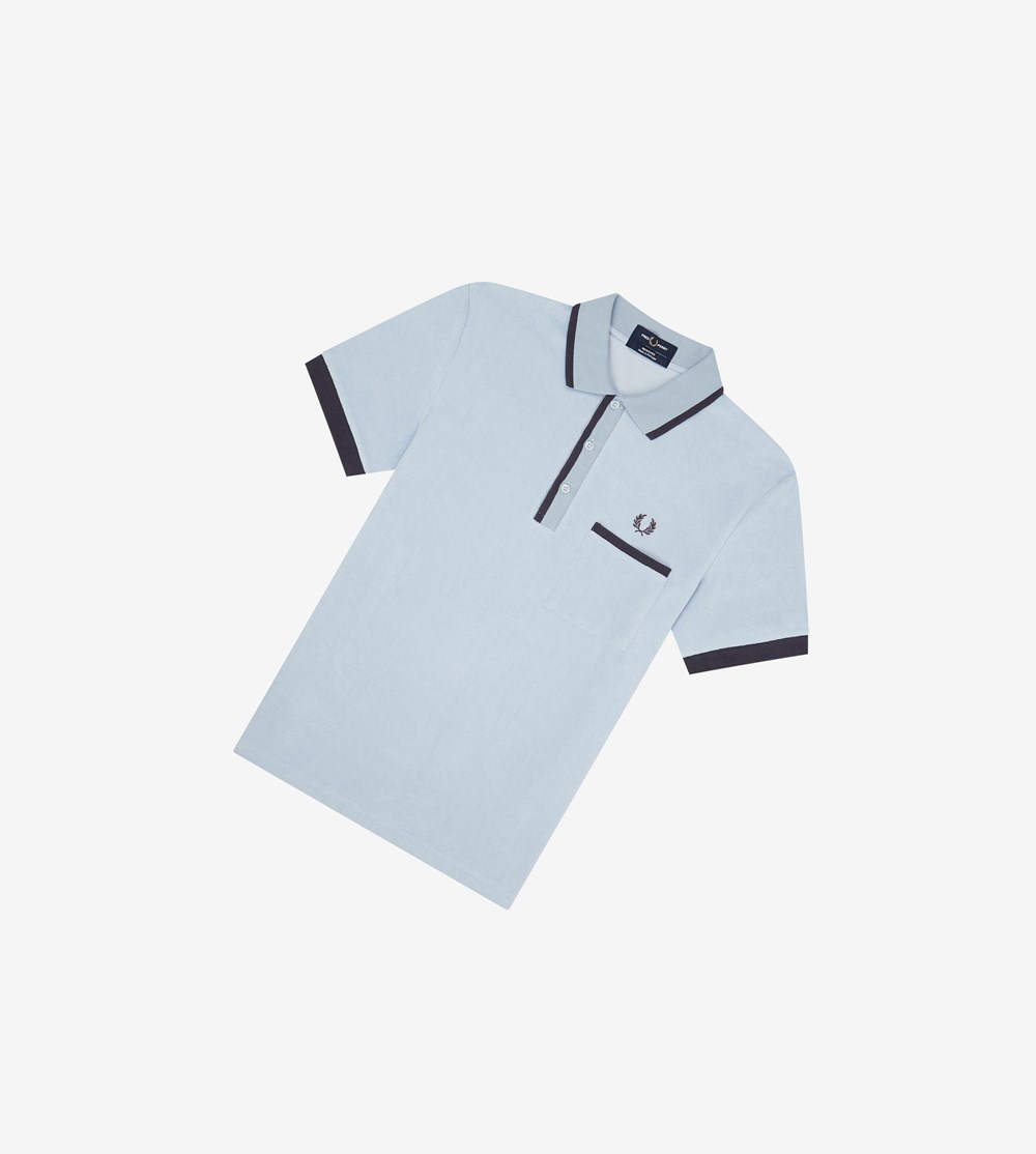 Fred Perry Reissues Towelling Polo Shirt Herre Blå | 718459-LMZ