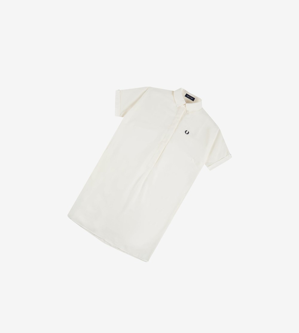 Fred Perry Shirt Kjole Dame Hvide | 513276-LCH