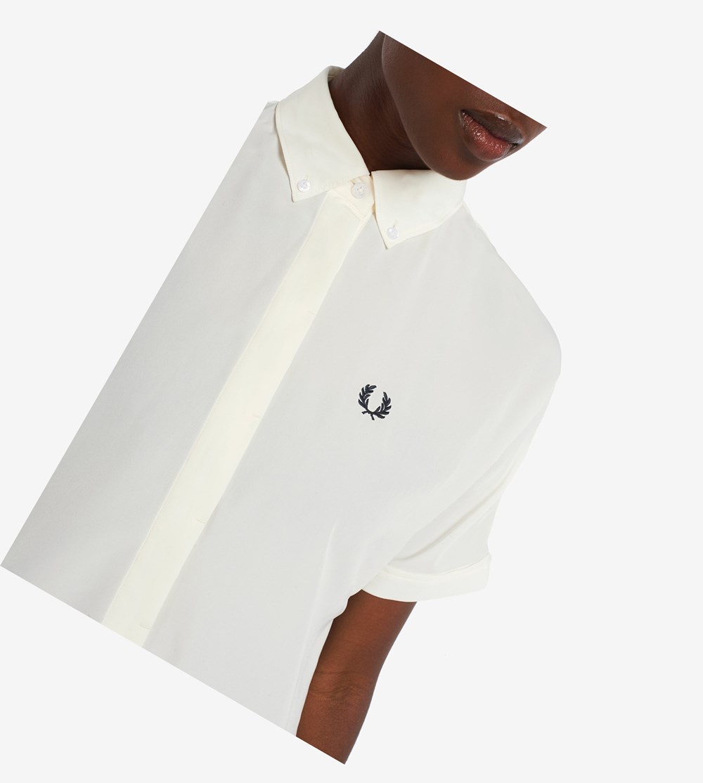 Fred Perry Shirt Kjole Dame Hvide | 513276-LCH