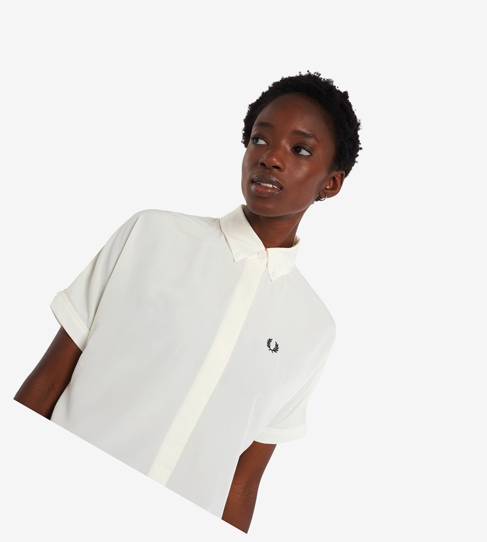 Fred Perry Shirt Kjole Dame Hvide | 513276-LCH