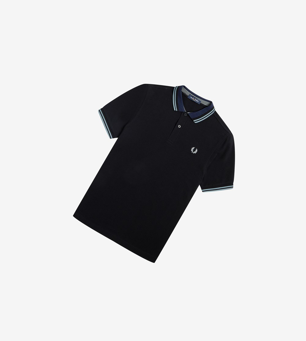 Fred Perry Striped Collar Polo Shirt Herre Sort | 576028-WHO