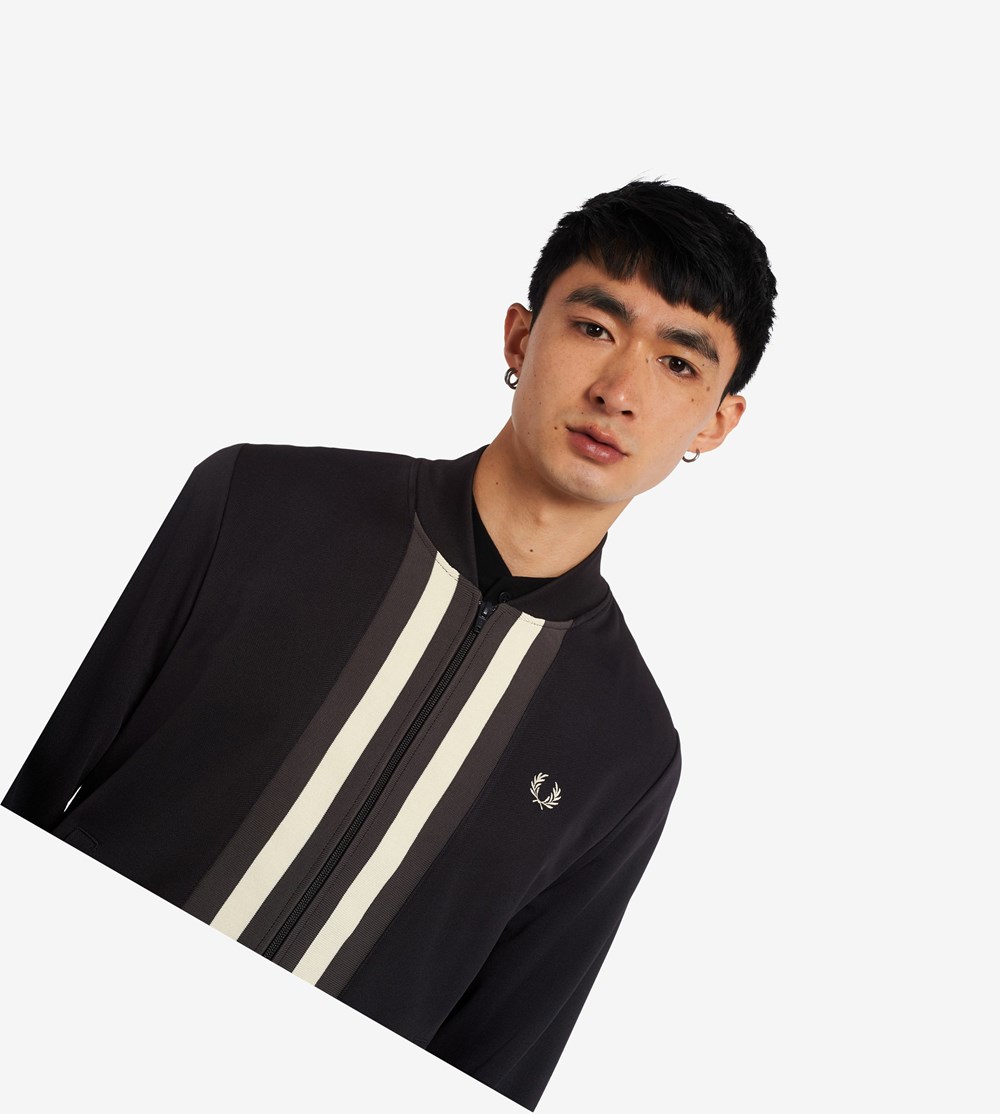 Fred Perry Striped Panel Træningsjakke Herre Mørkeblå | 903645-RGE