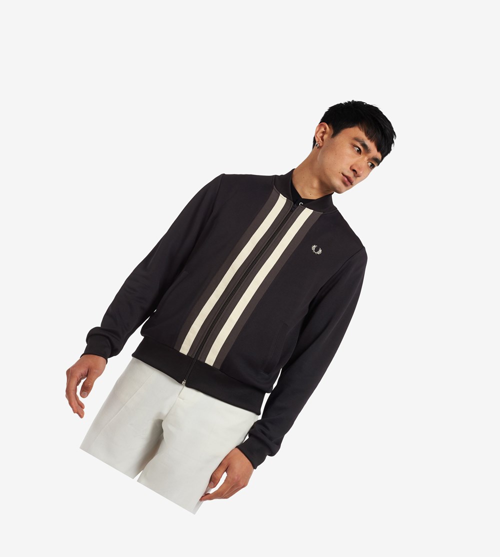 Fred Perry Striped Panel Træningsjakke Herre Mørkeblå | 903645-RGE