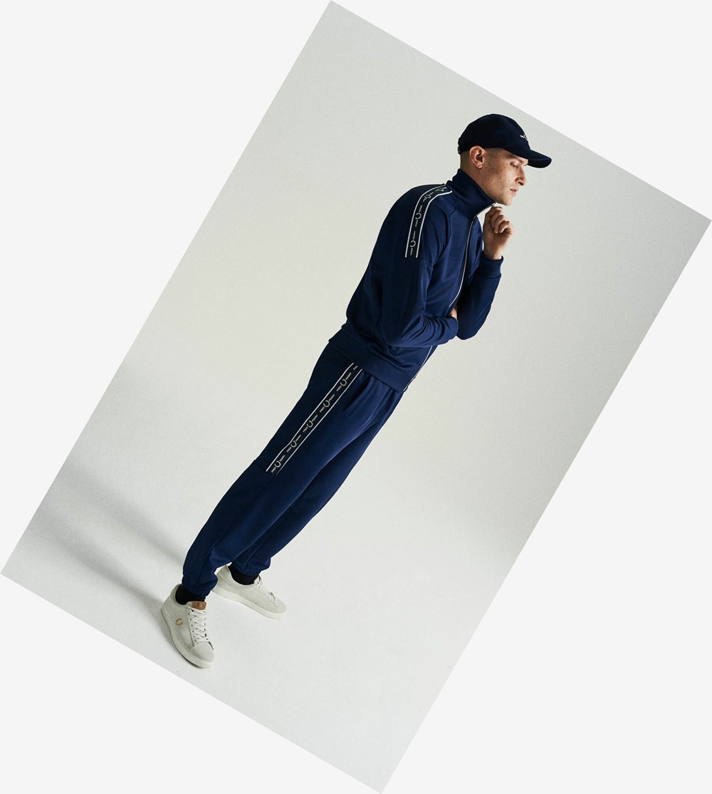 Fred Perry Taped Panel Track Pants Bukser Herre Mørkeblå | 674235-TEO