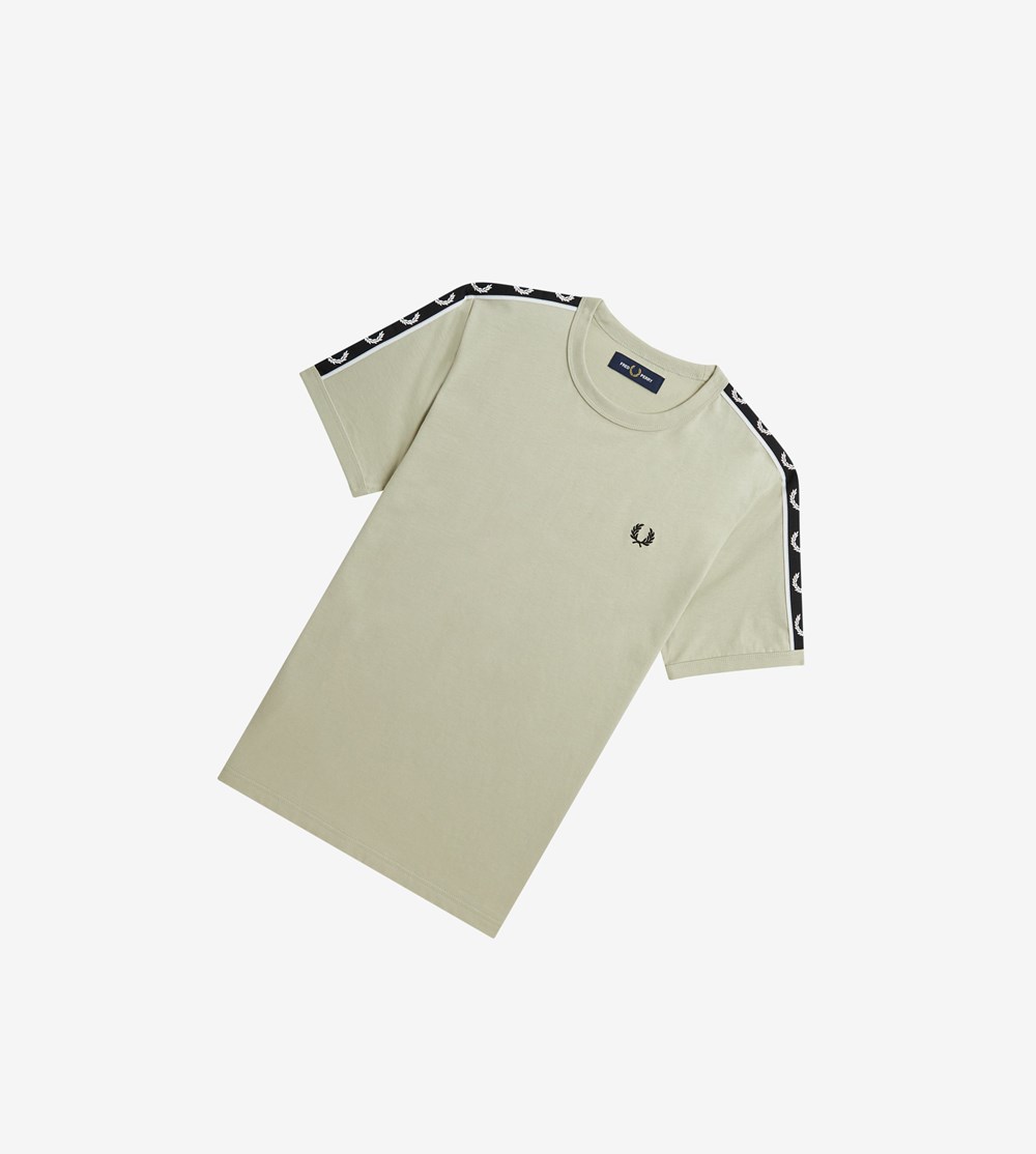 Fred Perry Taped Ringer T Shirts & Toppe Dame Sort | 965182-HRG