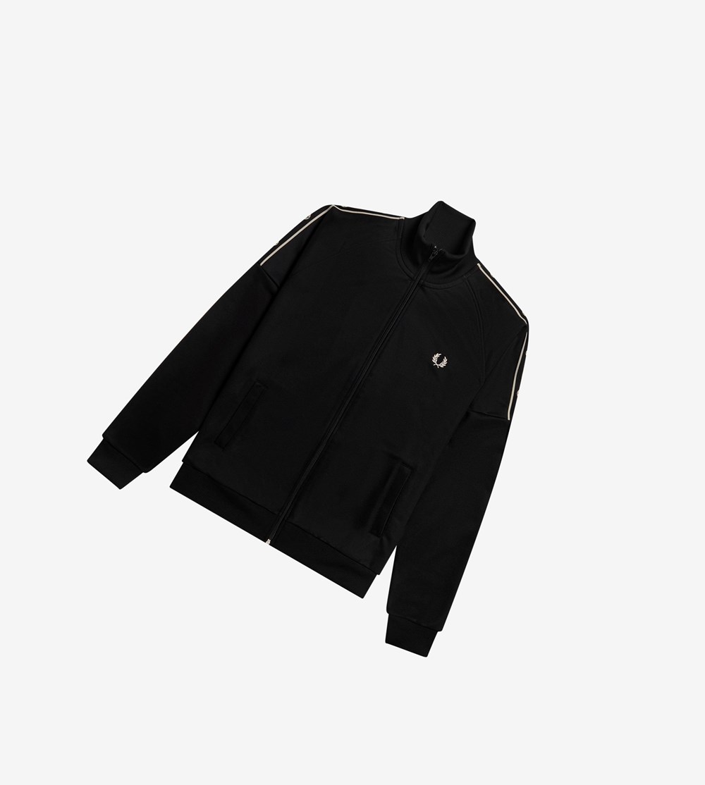 Fred Perry Taped Sleeve Træningsjakke Herre Sort | 074826-ABT