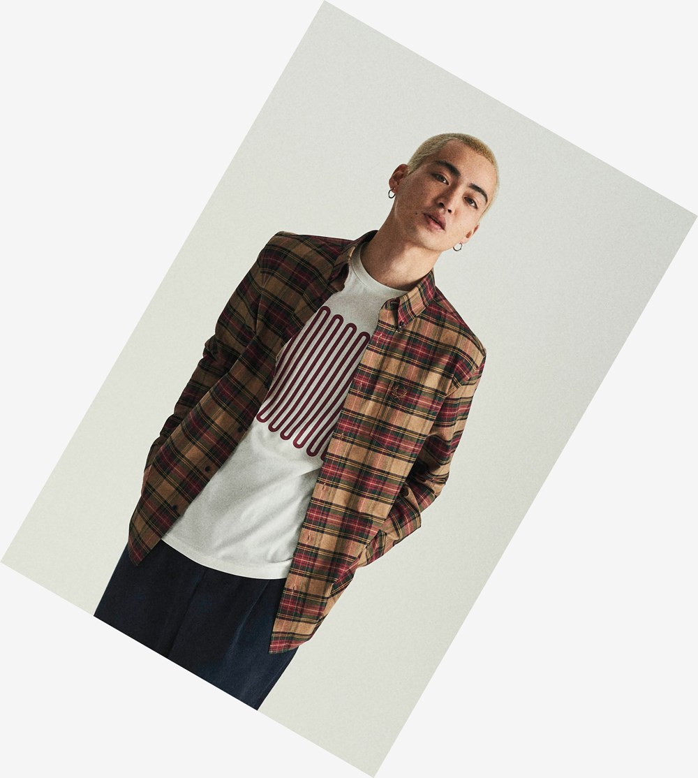 Fred Perry Tartan Skjorte Herre Grå | 298714-YZC