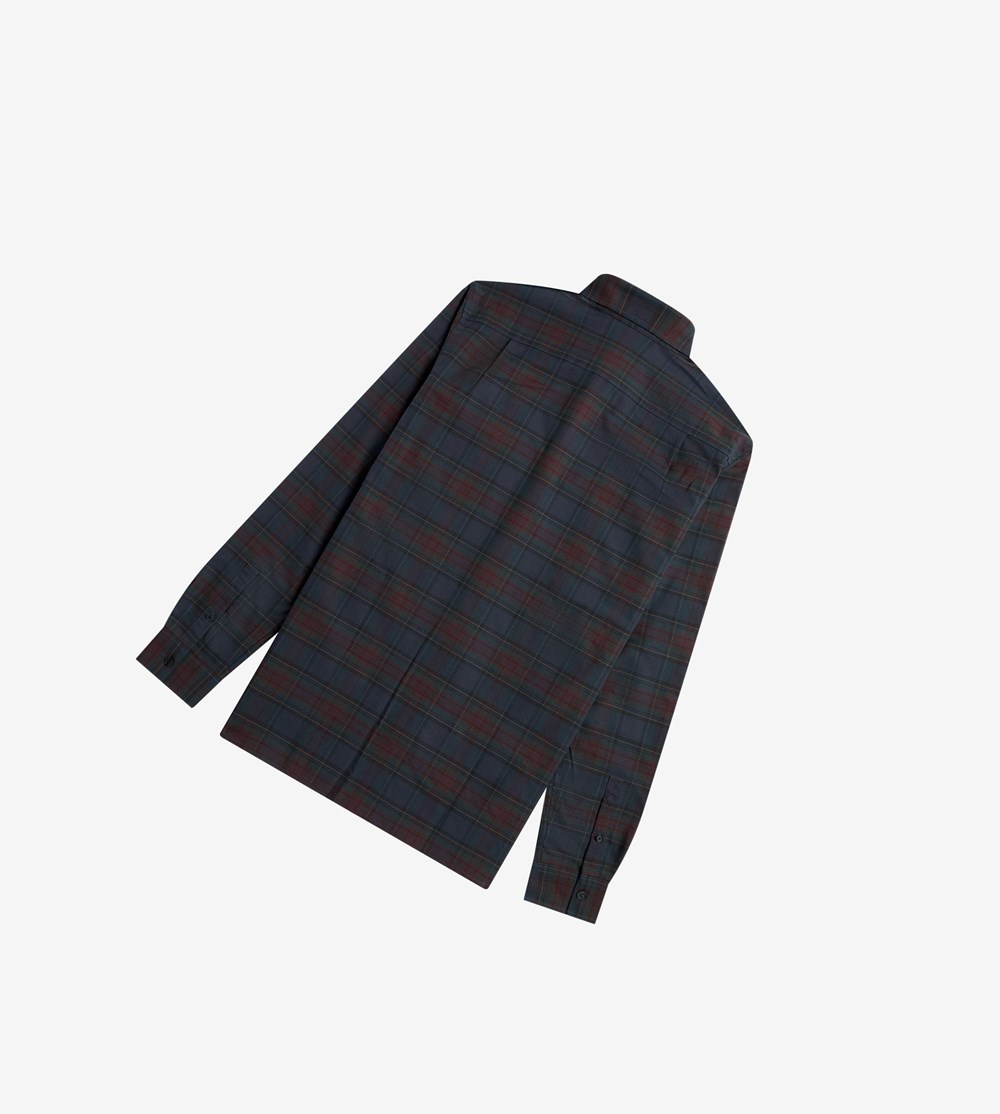 Fred Perry Tartan Skjorte Herre Mørkeblå | 281376-BWI