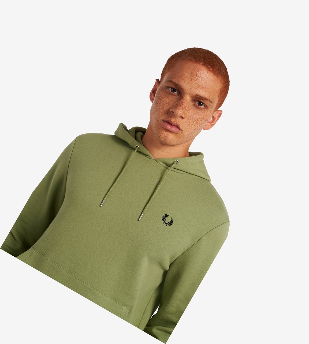 Fred Perry Tipped Hætte Sweatshirt Herre Olivengrøn Grøn | 053962-RAC