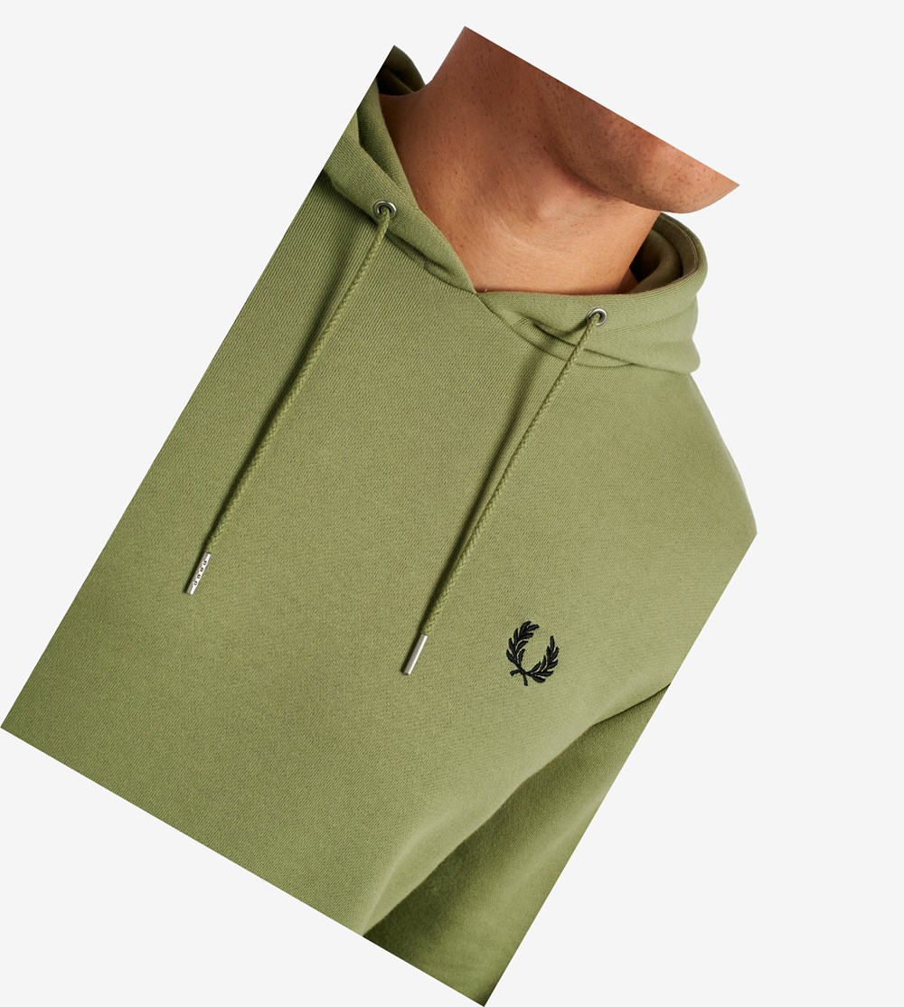 Fred Perry Tipped Hætte Sweatshirt Herre Olivengrøn Grøn | 053962-RAC