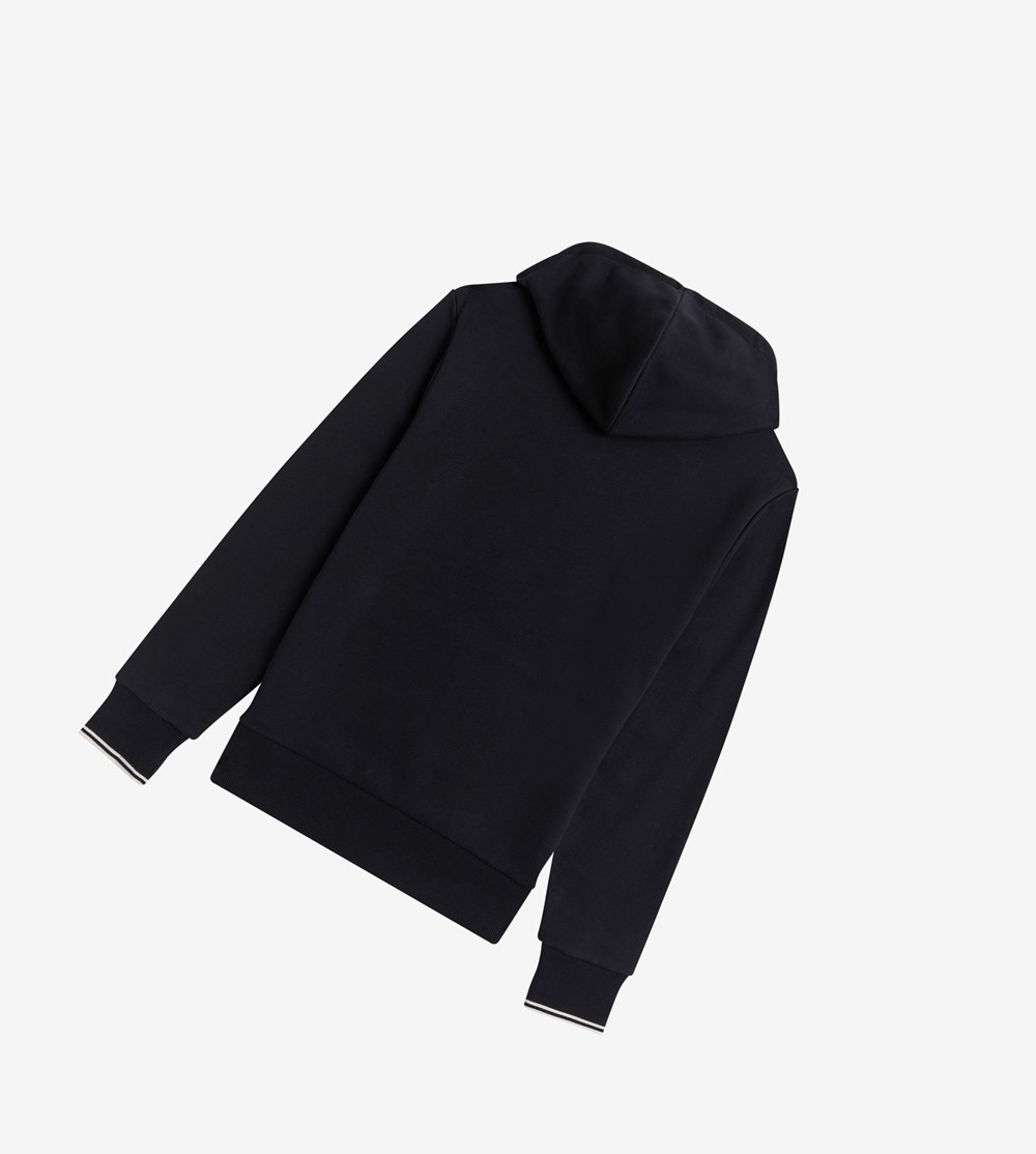 Fred Perry Tipped Hætte Sweatshirt Herre Mørkeblå | 720514-EMF