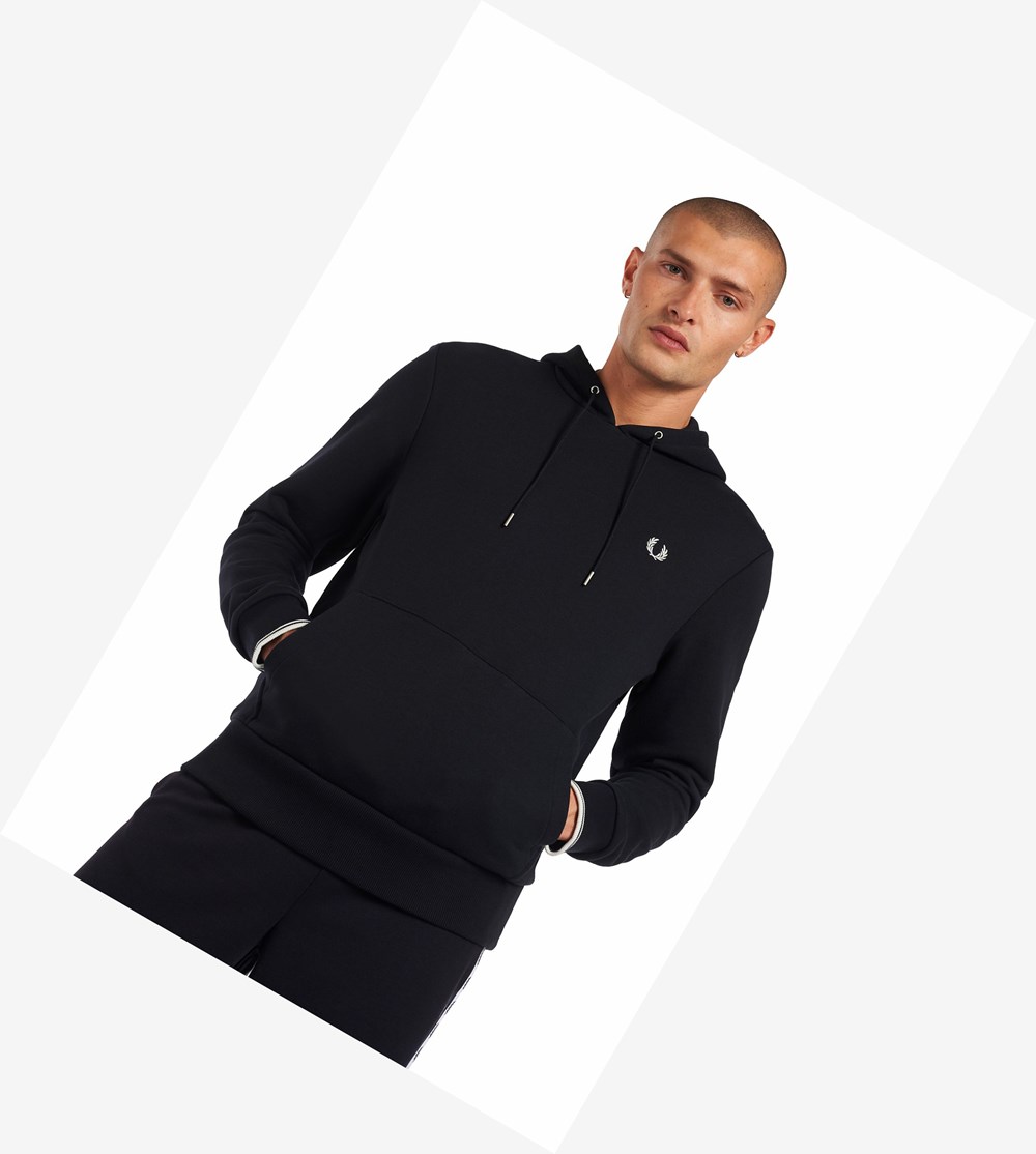 Fred Perry Tipped Hætte Sweatshirt Herre Mørkeblå | 720514-EMF