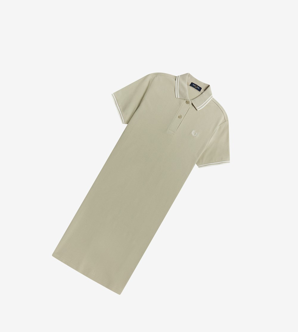 Fred Perry Twin Tipped Shirt Kjole Dame Hvide | 197032-WYP