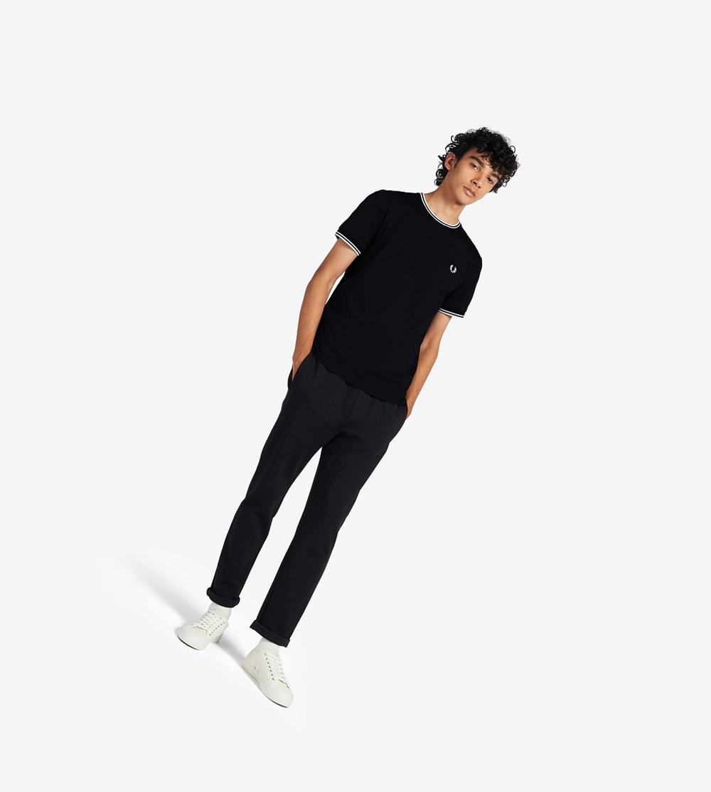 Fred Perry Twin Tipped T Shirts Herre Sort | 729065-NGK