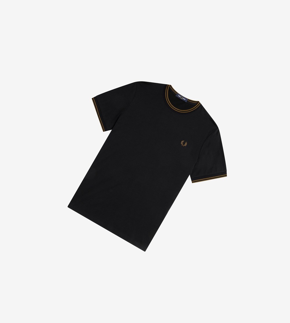 Fred Perry Twin Tipped T Shirts Herre Sort Grå | 806239-TYB