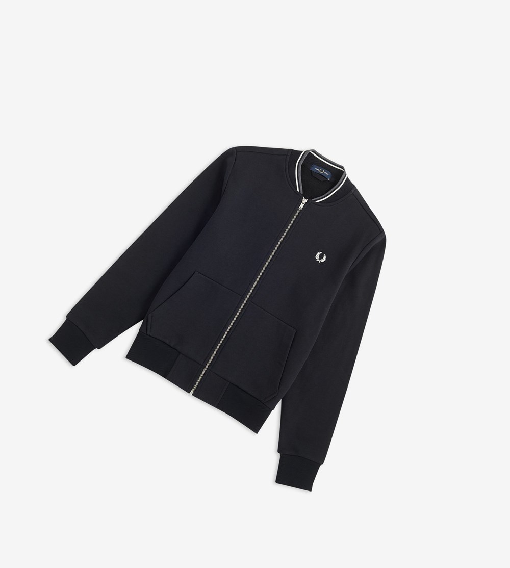 Fred Perry Zip Through Sweatshirt Herre Sort | 315847-KWI