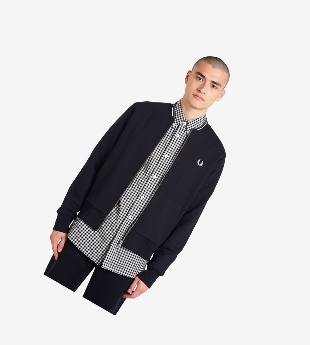 Fred Perry Zip Through Sweatshirt Herre Sort | 315847-KWI