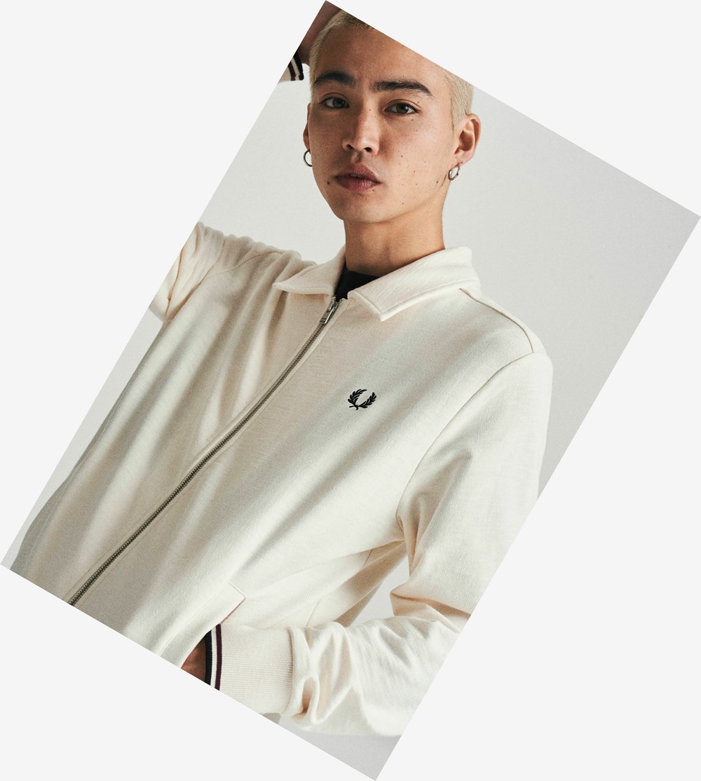 Fred Perry Zip Through Sweatshirt Herre Beige | 791824-PXW